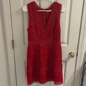 Alice + Olivia Zula Vibrant Red Lace Dress